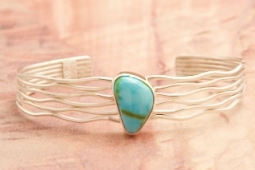 Genuine Sonoran Turquoise Sterling Silver Branch Bracelet